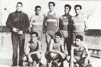 De pie: A. Burillo (entrenador), Emilio Relancio, Alvaro Atance, ?  y Lorda<br>  Abajo: J.L. Selvi, Florencio Qulez y Mormoneo
