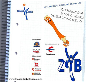 Cartel del Concurso de dibujo "Zaragoza, una ciudad de baloncesto" 2009