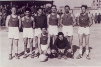 De pie: Gregorio, J. Casabon, M. Casasús, Latorre, A. Bruñén  Abajo: Liz y M. Bruñén